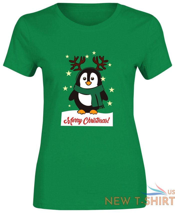 girls merry christmas print penguin t shirt cotton tee women short sleeve top 2.jpg