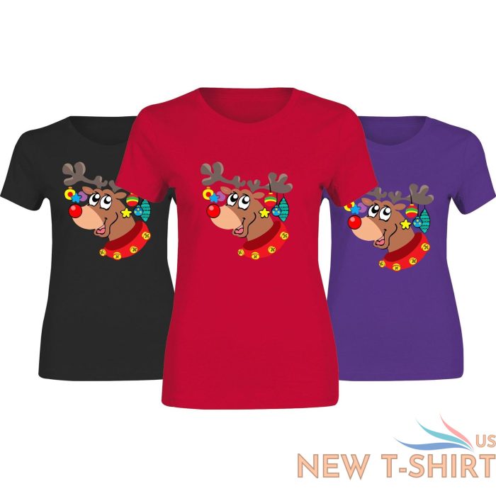 girls rudolph with xmas printed t shirt ladies crew neck 100 cotton top tee 0.jpg