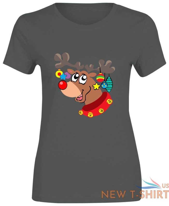 girls rudolph with xmas printed t shirt ladies crew neck 100 cotton top tee 3.jpg