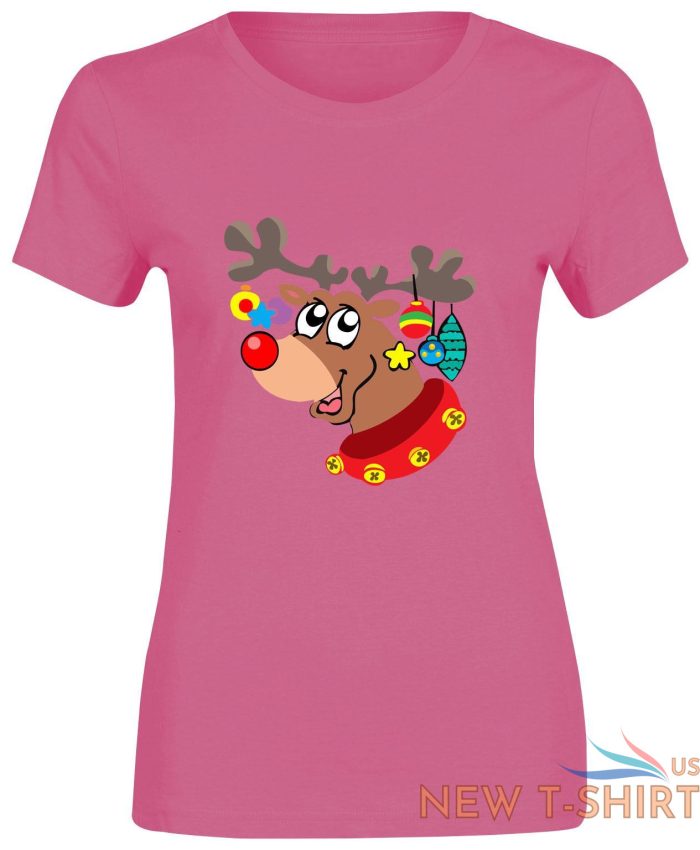 girls rudolph with xmas printed t shirt ladies crew neck 100 cotton top tee 4.jpg