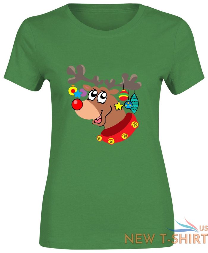 girls rudolph with xmas printed t shirt ladies crew neck 100 cotton top tee 5.jpg