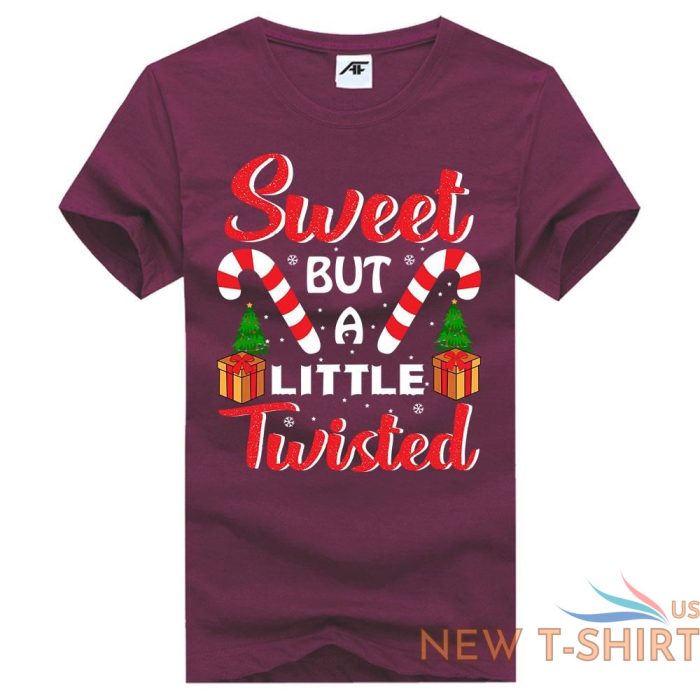 girls sweet but a little twisted print christmas t shirt womens xmas party top 5 1.jpg