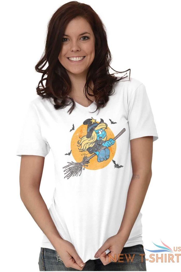 halloween flying witch smurfette v neck t shirt tees women 5.jpg