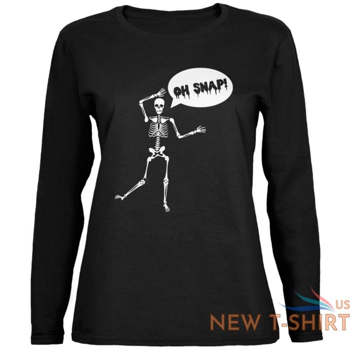 halloween oh snap skeleton black womens long sleeve t shirt 0.jpg