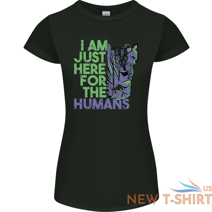 halloween zombie just here for the humans women s minute cut t shirt 1.png