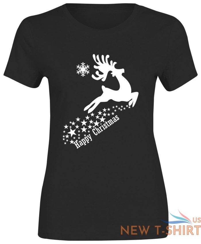 happy christmas reindeer stars top printed tshirt womens short sleeve tee lot 2 1.jpg