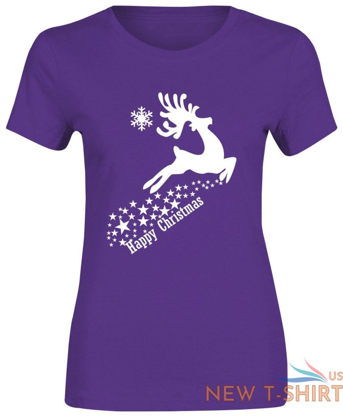 happy christmas reindeer stars top printed tshirt womens short sleeve tee lot 8 1.jpg