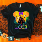 happy halloween 2023 minnie mouse head ghost castle tshirt women 0.png