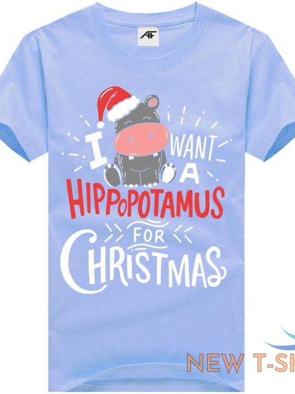i want a hippopotamus for christmas print t shirt mens kids short sleeve top 0.jpg