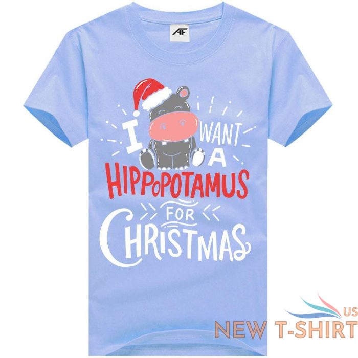 i want a hippopotamus for christmas print t shirt mens kids short sleeve top 0.jpg