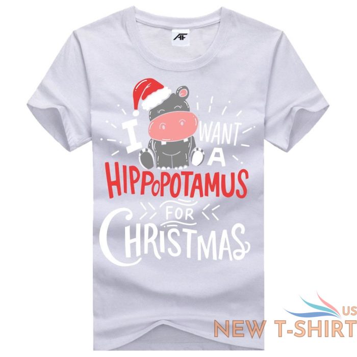 i want a hippopotamus for christmas print t shirt mens kids short sleeve top 4.jpg