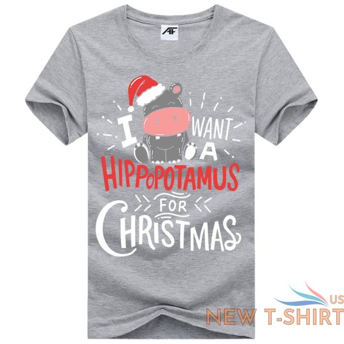 i want a hippopotamus for christmas print t shirt mens kids short sleeve top 7.jpg