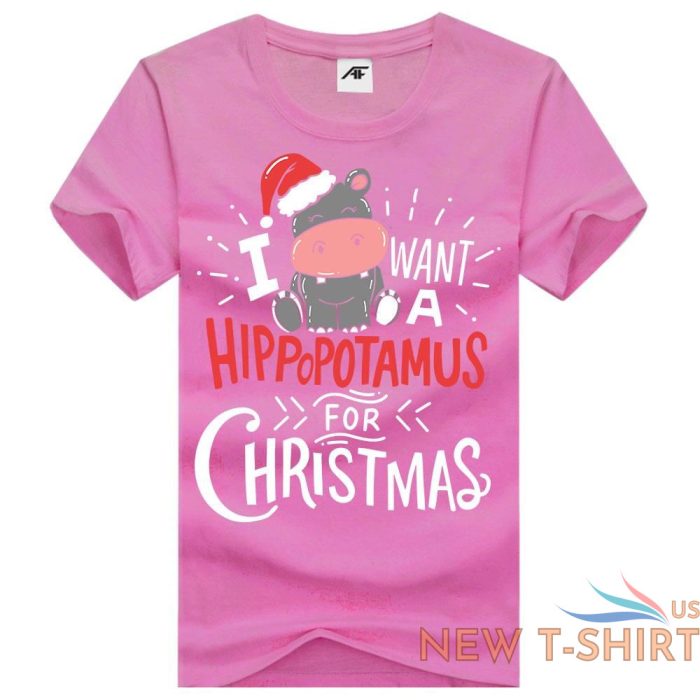 i want a hippopotamus for christmas print t shirt mens kids short sleeve top 8.jpg