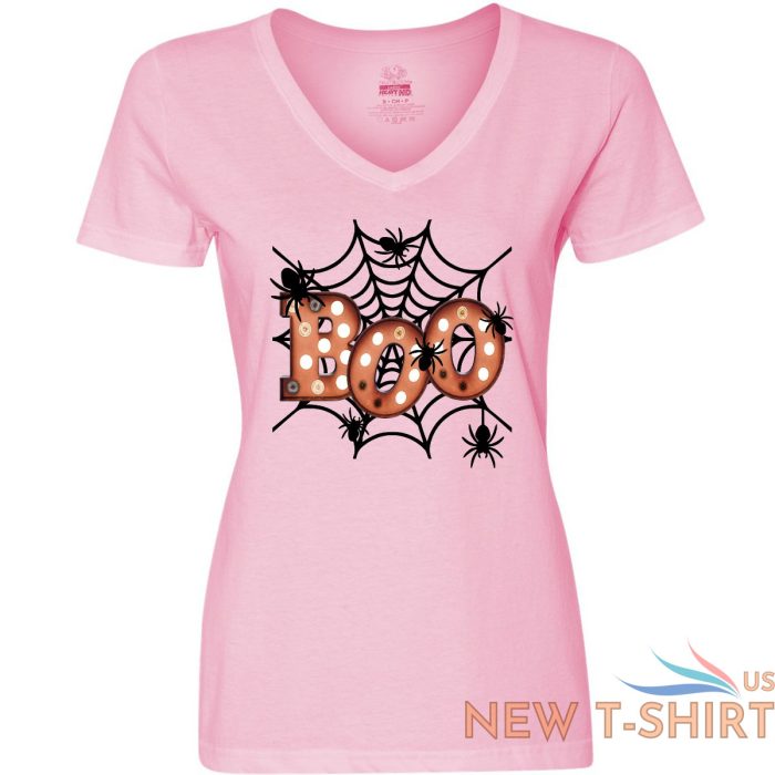 inktastic halloween boo with spiders in web women s v neck t shirt scary spooky 5.jpg