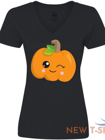 inktastic halloween pumpkin winking pumpkin trick or women s v neck t shirt 0.jpg