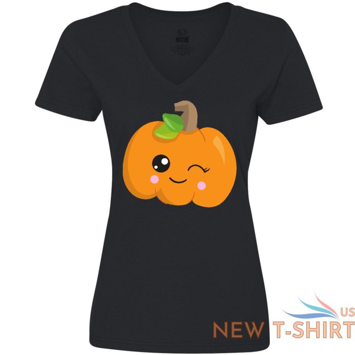 inktastic halloween pumpkin winking pumpkin trick or women s v neck t shirt 1.jpg