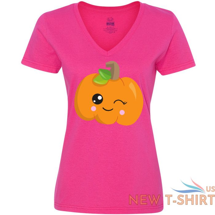 inktastic halloween pumpkin winking pumpkin trick or women s v neck t shirt 3.jpg