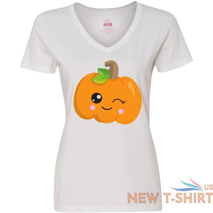 inktastic halloween pumpkin winking pumpkin trick or women s v neck t shirt 6.jpg