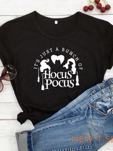 it s just a bunch of hocus pocus t shirt women funny witches halloween fall tops 0.jpg