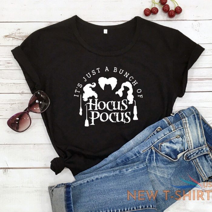 it s just a bunch of hocus pocus t shirt women funny witches halloween fall tops 0.jpg