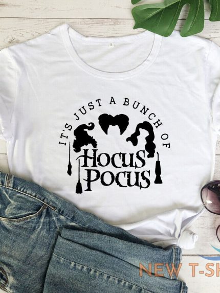 it s just a bunch of hocus pocus t shirt women funny witches halloween fall tops 1.jpg