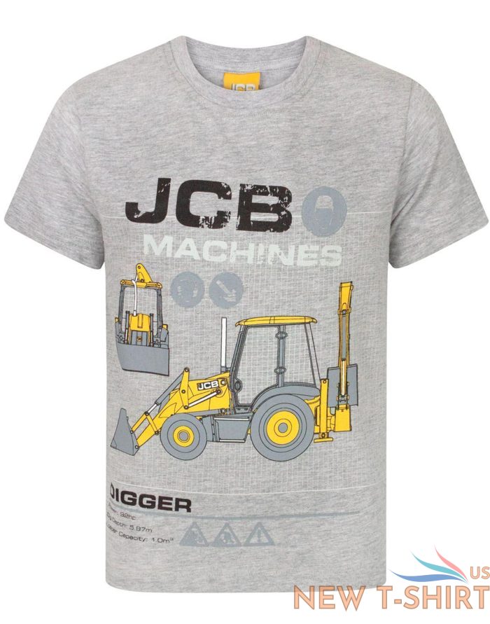 jcb digger t shirt kids boys girls machines short sleeve grey top 4.jpg