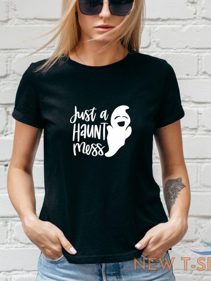 just a haunt mess t shirt amber motif halloween autumn ghost unisex lady fit 0.jpg