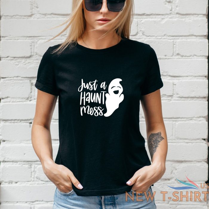 just a haunt mess t shirt amber motif halloween autumn ghost unisex lady fit 0.jpg