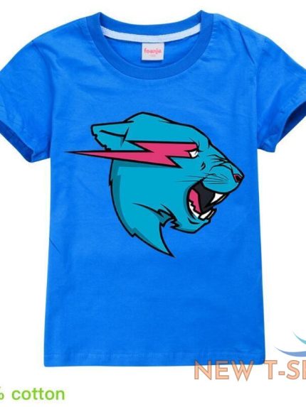 kids boys girls mr beast lightning cat t shirt short sleeve funny tee xmas gift 1.jpg