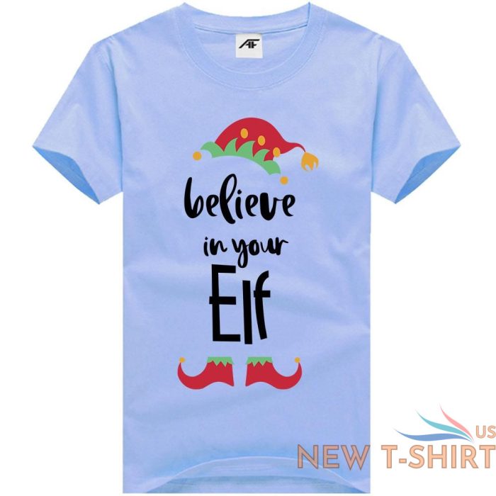 kids santa squeezes christmas print t shirt mens believe in your elf xmas top 9.jpg