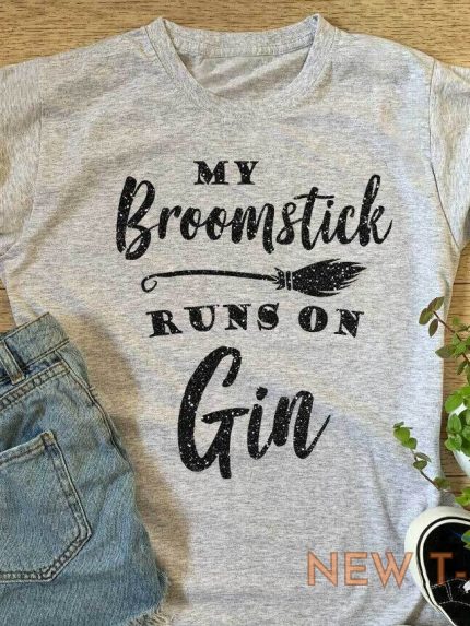 ladies broomstick runs on gin t shirt womens halloween party costume top witch 0.jpg