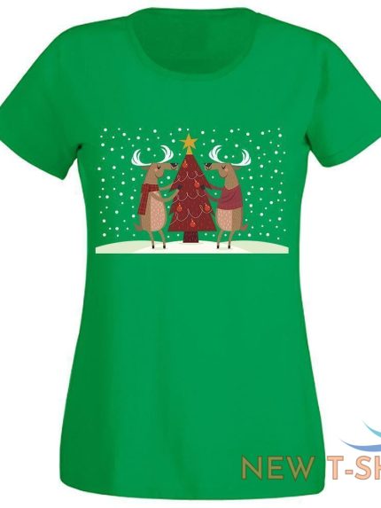 ladies christmas tree reindeer print t shirt womens short sleeve xmas party top 0.jpg