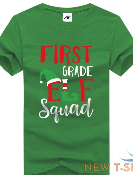 ladies first grade elf squad printed xmas t shirts round neck novelty party tees 0.jpg