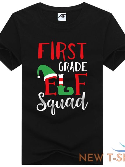 ladies first grade elf squad printed xmas t shirts round neck novelty party tees 1.jpg