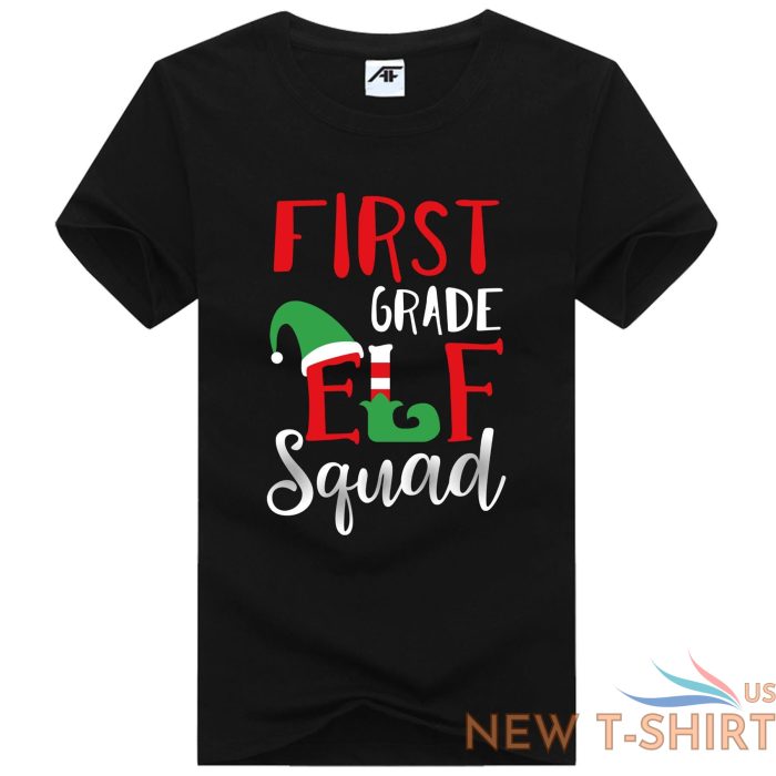 ladies first grade elf squad printed xmas t shirts round neck novelty party tees 1.jpg