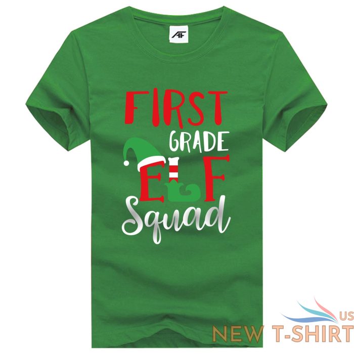 ladies first grade elf squad printed xmas t shirts round neck novelty party tees 3.jpg