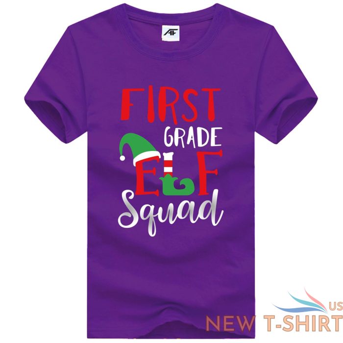 ladies first grade elf squad printed xmas t shirts round neck novelty party tees 5.jpg