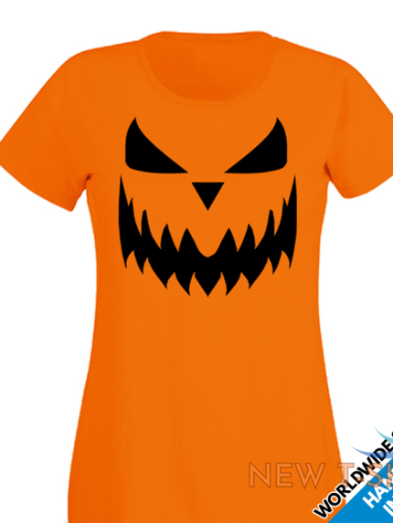 ladies halloween pumpkin face tshirt new scary trick or treat costume shirt 0.png