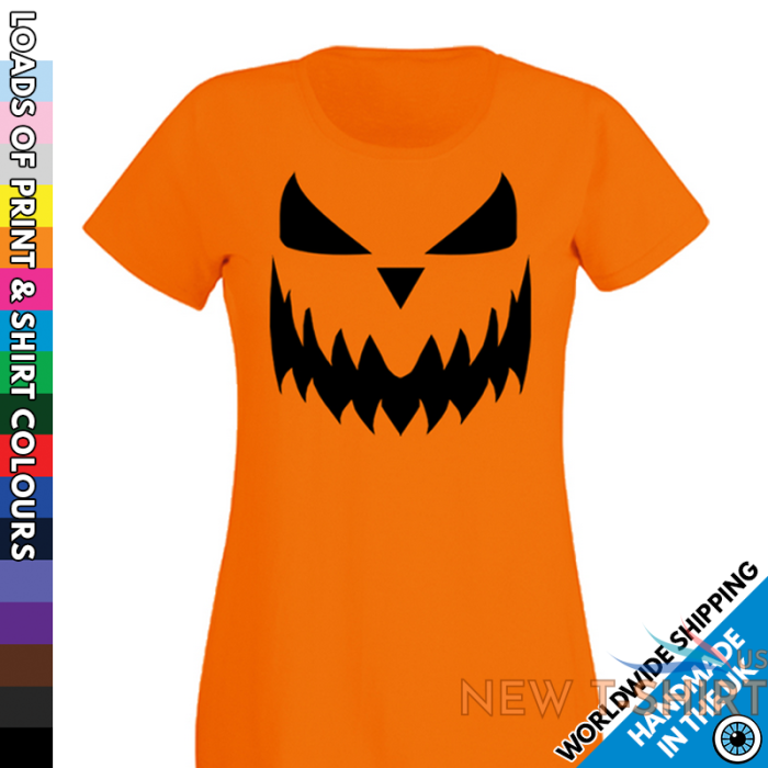 ladies halloween pumpkin face tshirt new scary trick or treat costume shirt 0.png