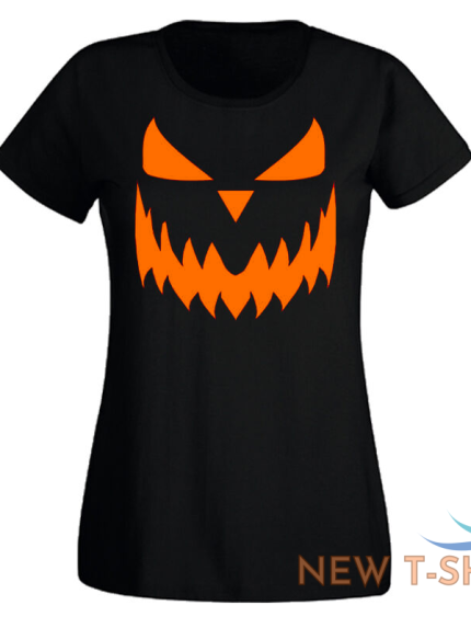 ladies halloween pumpkin face tshirt new scary trick or treat costume shirt 1.png