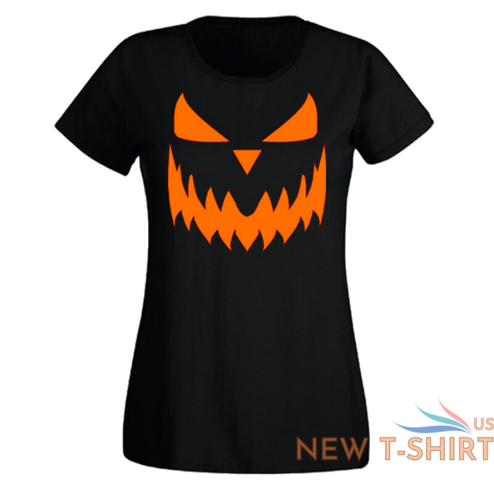 ladies halloween pumpkin face tshirt new scary trick or treat costume shirt 1.png
