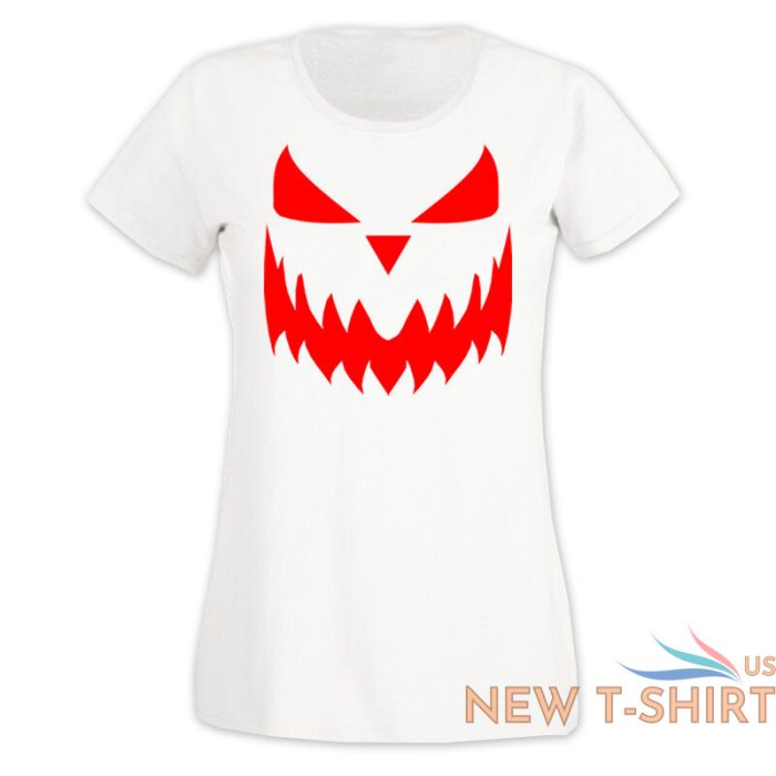 ladies halloween pumpkin face tshirt new scary trick or treat costume shirt 3.jpg