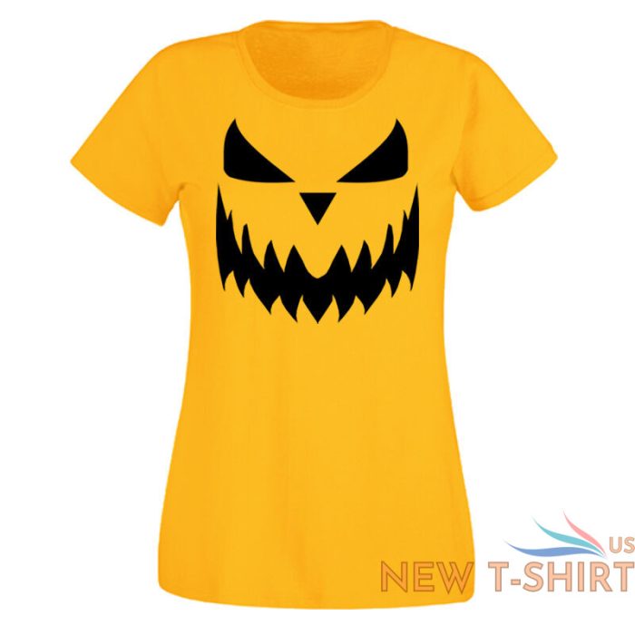 ladies halloween pumpkin face tshirt new scary trick or treat costume shirt 4.jpg