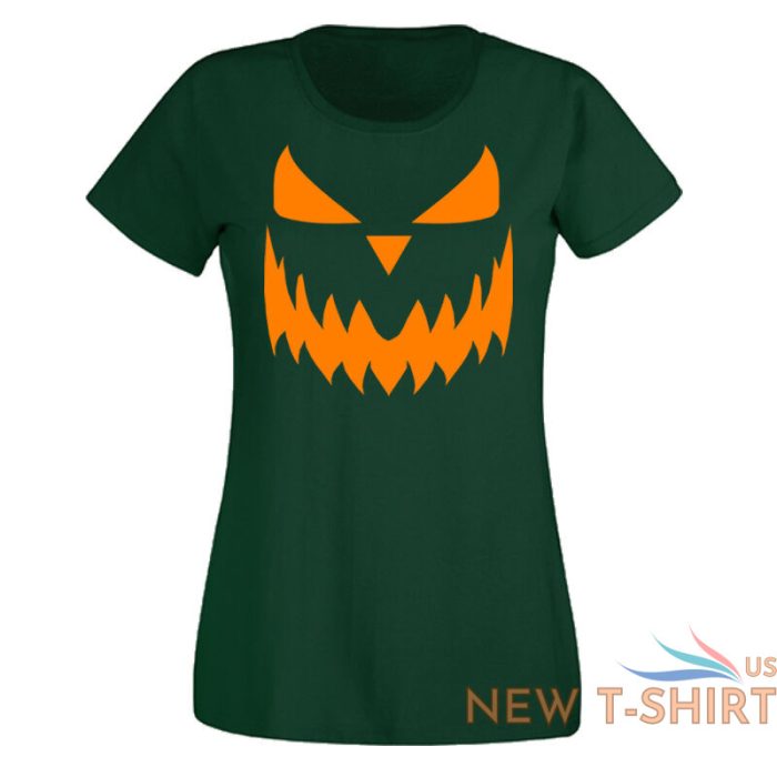 ladies halloween pumpkin face tshirt new scary trick or treat costume shirt 8.jpg