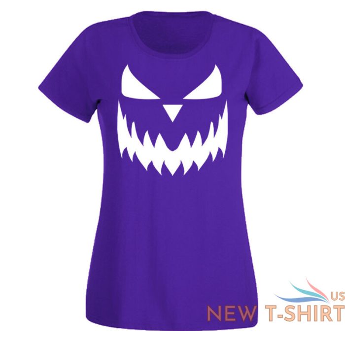 ladies halloween pumpkin face tshirt new scary trick or treat costume shirt 9.jpg