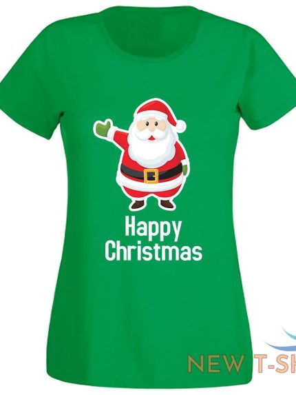 ladies happy christmas santa claus print t shirt short sleeve xmas top 1.jpg