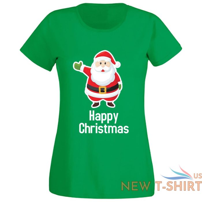 ladies happy christmas santa claus print t shirt short sleeve xmas top 1.jpg