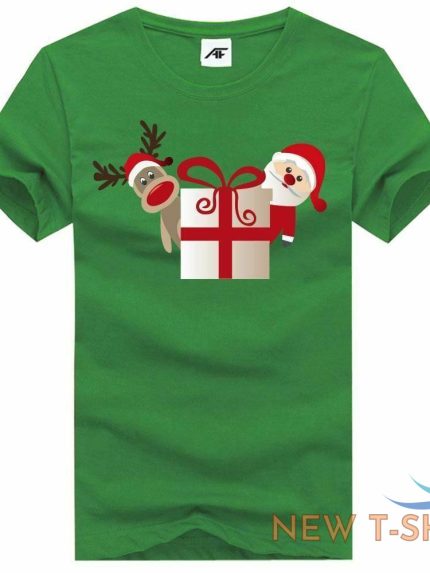 ladies merry santa rudolph tshirt girls short sleeve round neck novelty top 0.jpg