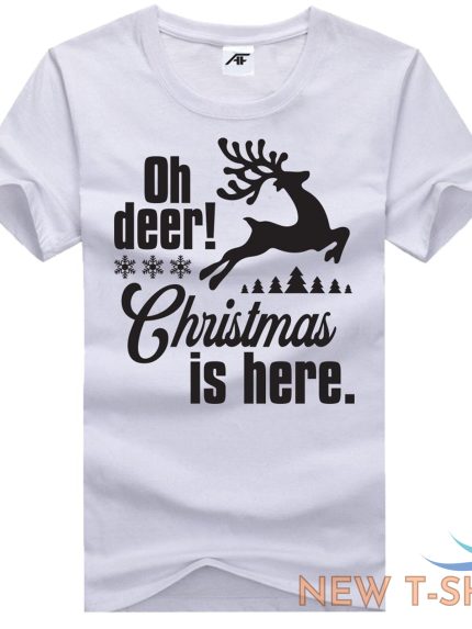 ladies oh deer christmas is here printed t shirt womens crew neck xmas party top 0.jpg