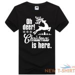 ladies oh deer christmas is here printed t shirt womens crew neck xmas party top 2.jpg